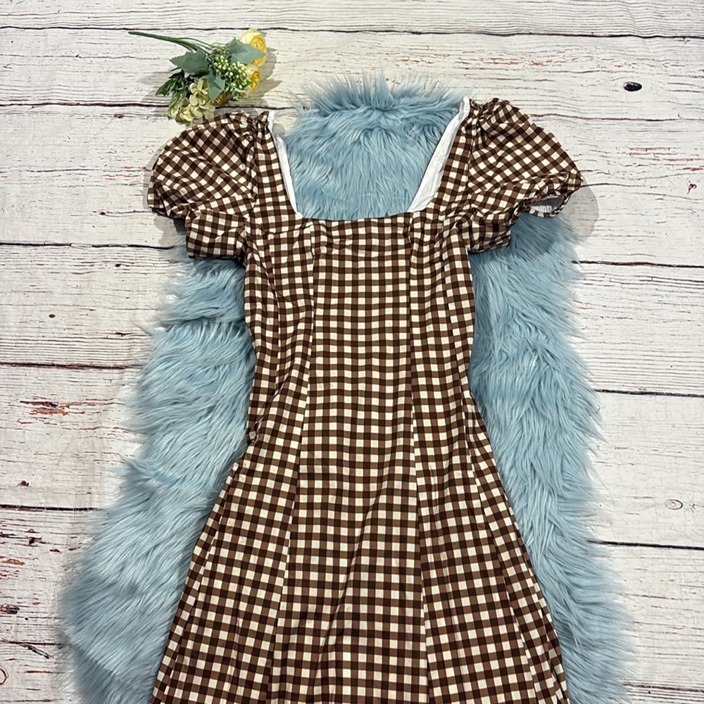 Show Me Your MuMu Brown & Cream Gingham Midi Dress - Picture 10 of 10
